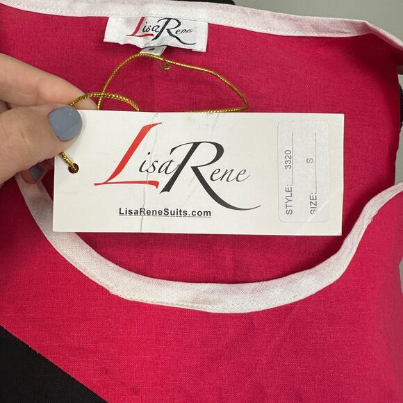 Lisa Rene Tunic Small Pink Colorblock Linen Layer Lagenlook Wearable Artsy Boho - Picture 11 of 14